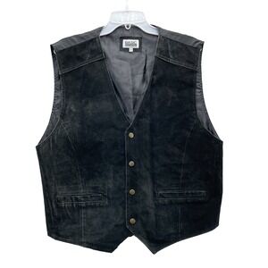 Basic Editions Suede Leather Vest Men's Large Moto Western 70s Hunting Ren Faire